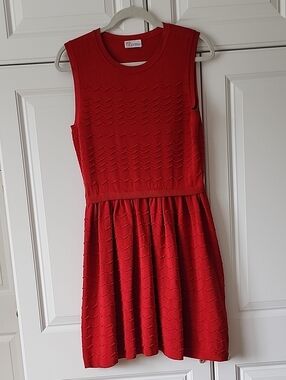 RED Valentino Red Sleeveless Knit Fit-and-Flare Dress